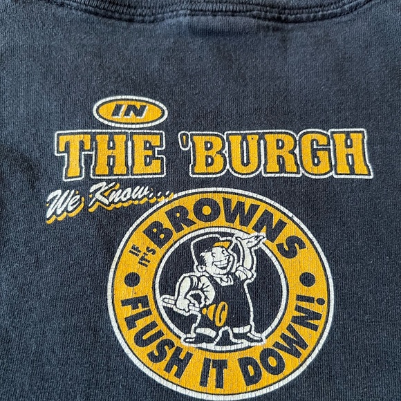 Pittsburgh Steelers If It’s Browns Flush It Down Smack Talk T Shirt Size Small - Picture 10 of 10